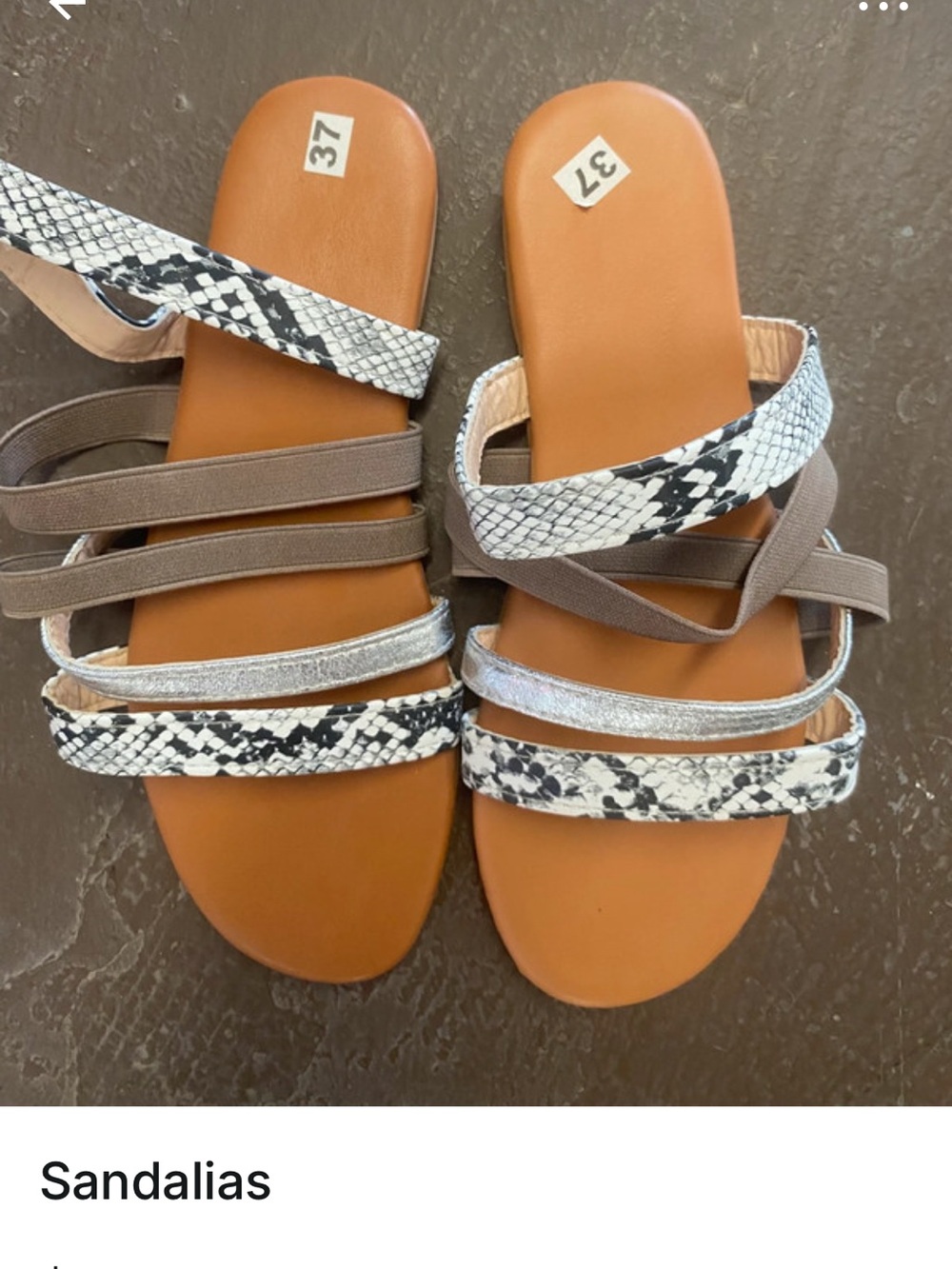 SHEIN Multi-Strap Snake Print and Brown Flat Sandals